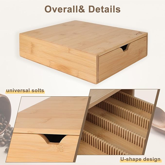 HTB Coffee Pods Storage Drawer for Organizing Nespresso Capsules, Can Be Used In Coffee Station, Kitchen, Home, Office, Holds 40 CoffeePods
