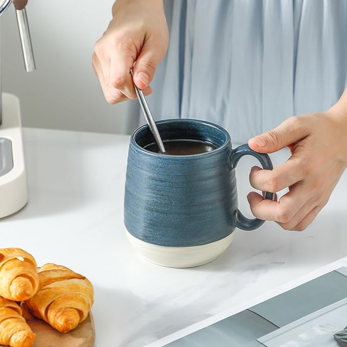 Hasense Coffee Mugs, 20 oz Oversized Coffee Cups Ceramic, Tea Cup with Handle for Coffee Cappuccino Soup Latte Hot Cocoa, Holiday Gift Mugs for Women and Men, 1 PCS(Deep Blue)