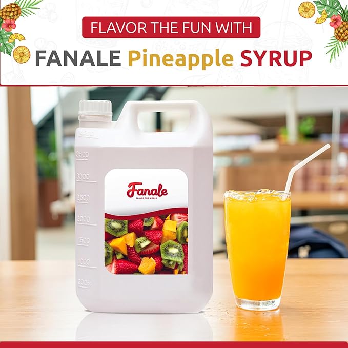 Fanale Premium Flavoring Concentrated Syrup for Bubble Tea 11 lb | Pineapple Flavor Syrup | for Boba Tea, Smoothies, Slushes, Desserts | 11lb | Pack of 4 | SRP100-CS