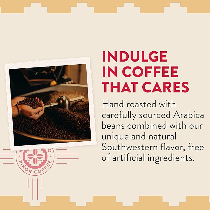 New Mexico Piñon Whole Bean Coffee Medium Roast 100% Brazilian Arabica Piñon Fudge - Naturally Chocolate Nutty & Smooth Flavored Coffee Beans - 2 Lb Bag