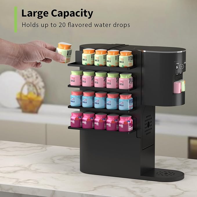 Flavor Storage Holder Compatible With Ninja Thirsti , Side-mounted 4-tier flavore water drops organiser, space-saving design, easy to access,Holds 20 Flavore Water Drops