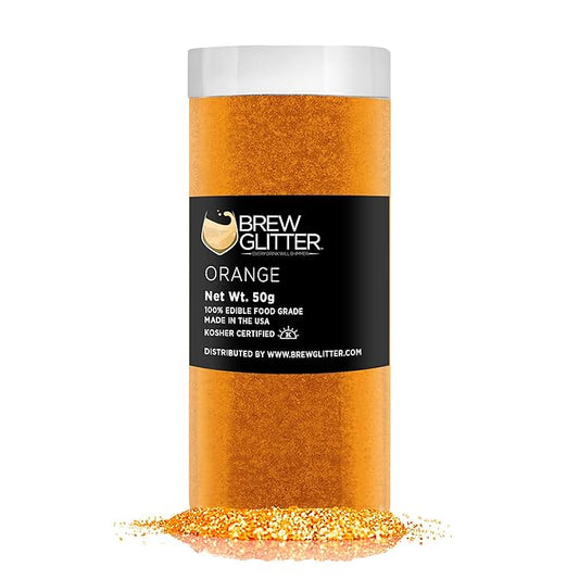 Orange BREW GLITTER Edible Glitter For Drinks, Cocktails, Beer, Garnish Glitter & Beverages | KOSHER & HALAL Certified | 100% Edible & Food Grade | Vegan, Gluten, Nut Free (50g, Orange)