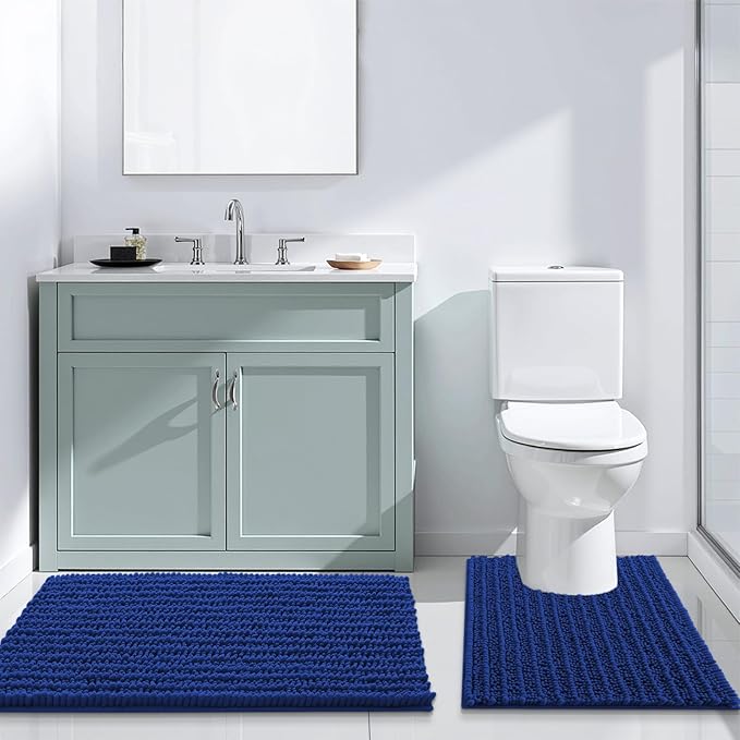Arotive Luxury Chenille Bathroom Rug Mat, Extra Soft Thick Absorbent Shaggy Bath Rugs, Non-Slip Machine Wash Dry, Plush Bath Mats for Bathroom, Shower and Tub, 36x24, Royal Blue