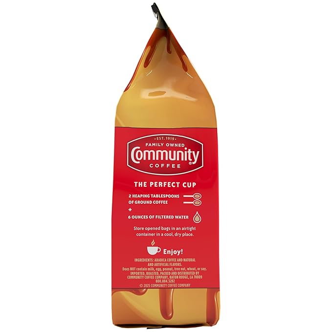 Community Coffee Caramel Cookie Butter Flavored 72 Ounces, Medium Roast Ground Coffee, 12 Ounce Bag (Pack of 6)