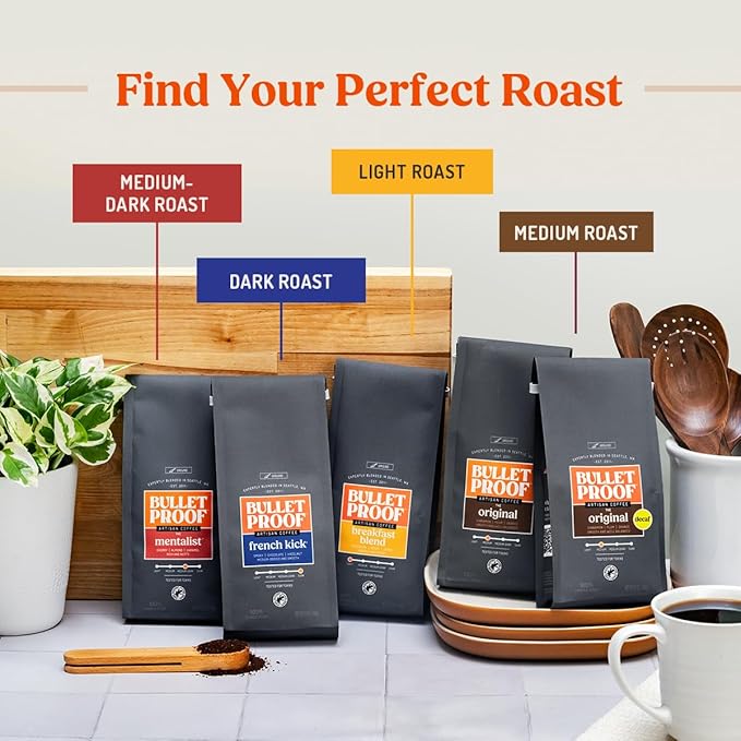 Bulletproof Original Medium Roast Single-Serve Pods, 10 Count, Arabica Beans, Clean Coffee Tested for Toxins, Packaging May Vary