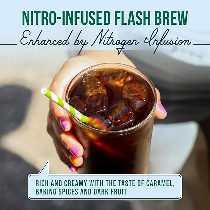 Nitro Flash Brew Coffee, 12-Pack – Organic Colombian, Ready-to-Drink Cans (10 oz Each), Smooth & Creamy with Caramel, Baking Spice & Dark Fruit Notes, 12 Pack