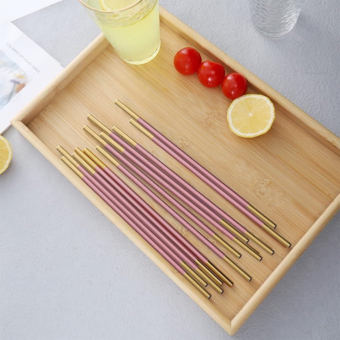 Stainless Steel Reusable Metal Straws,Extra Long Reusable Metal Straws,Metal Drinking Straws,Straight,Pink,5 Pieces.