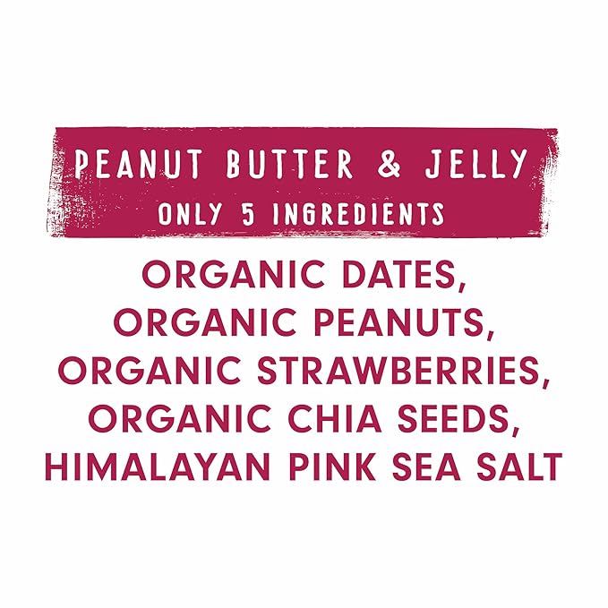 JONESBAR Organic Plant Based Protein Bars | Peanut Butter and Jelly | Fruit & Nut Bar, Kosher, Gluten Free, Breakfast Bars, School Snacks, Vegan Snack & Healthy Snacks for Adults and Kids (Pack of 12)