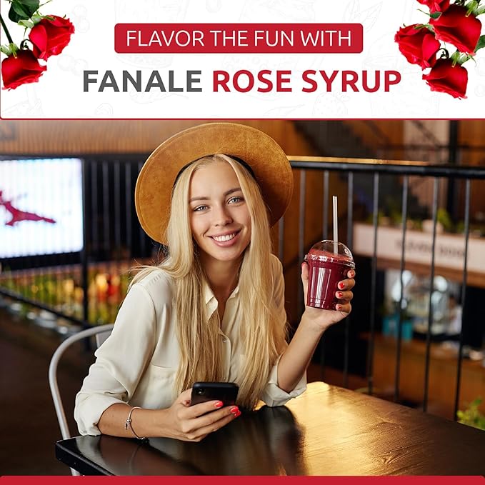 Fanale Premium Flavoring Concentrated Syrup for Bubble Tea 11 lb | Rose Flavor Syrup | for Boba Tea, Smoothies, Slushes, Desserts | 11lb | Pack of 4 | SRP140-CS