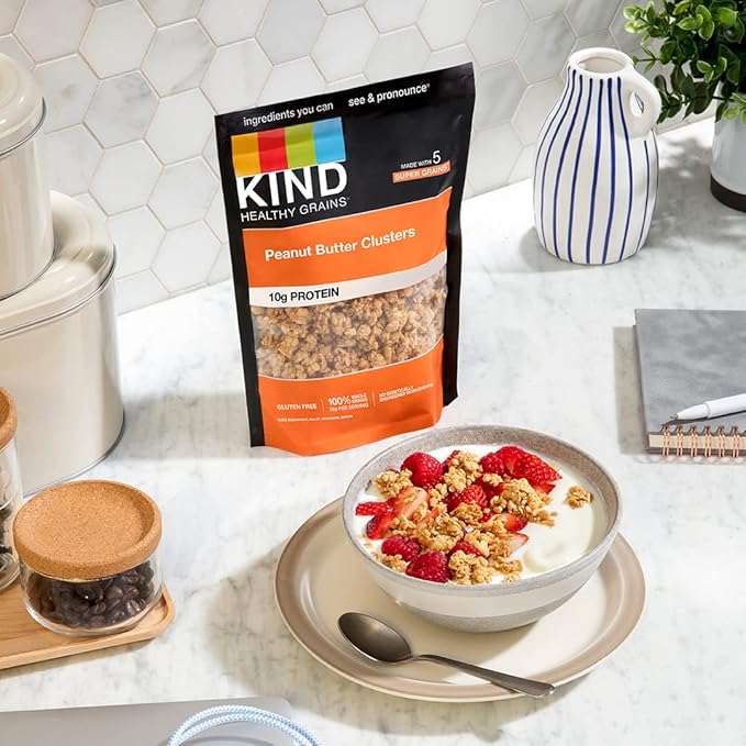 KIND Healthy Grains Granola, Variety Pack, Peanut Butter, Cinnamon Oat, Oats & Honey, Healthy Snacks, Gluten Free, 100% Whole Grains, 5-10g Protein, 11oz, 3 Count