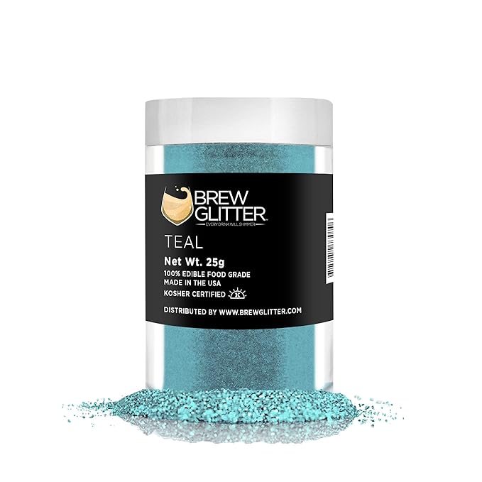 Teal BREW GLITTER Edible Glitter For Drinks, Cocktails, Beer, Garnish Glitter & Beverages | KOSHER & HALAL Certified | 100% Edible & Food Grade | Vegan, Gluten, Nut Free (25g, Teal)