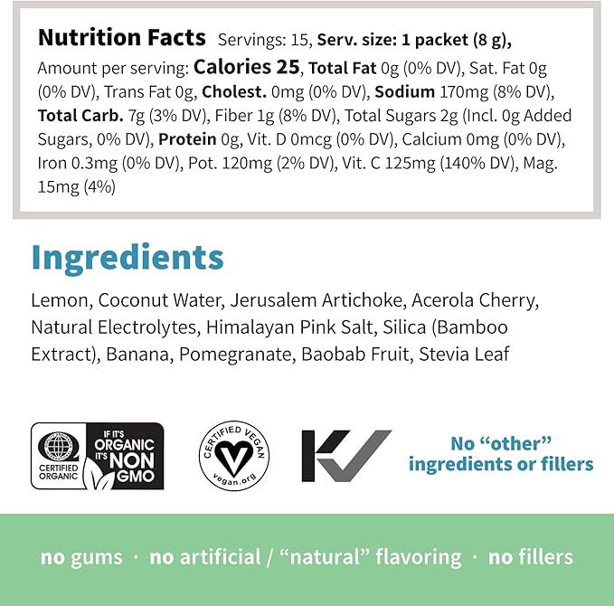 Sprout Living, Colorfuel Hydration Powder Drink Mix, Organic Superfoods + Adaptogens | Hydration & Recovery, Electrolytes, Himalayan Pink Salt, Coconut Water, Lemon Citrus Flavor (15 Stick Packs)