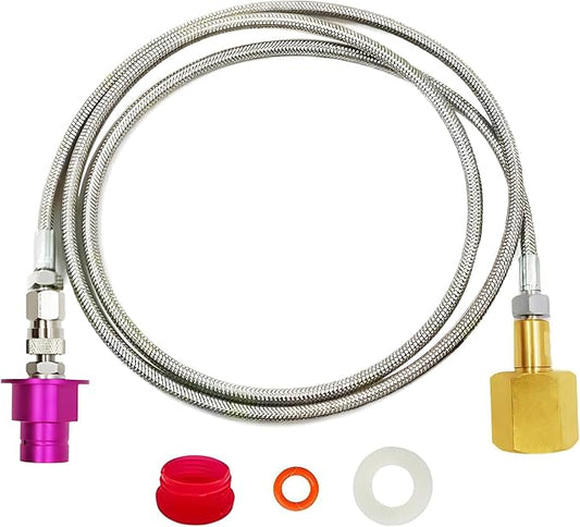 Soda Terra Machine Co2 Tank Adapter Hose, Co2 Tank Direct Adapter with Stainless Steel Hose, Compatible with Duo Art Terra Gaia AQUA FIZZ Pink Cylinder Soda Maker (60in)