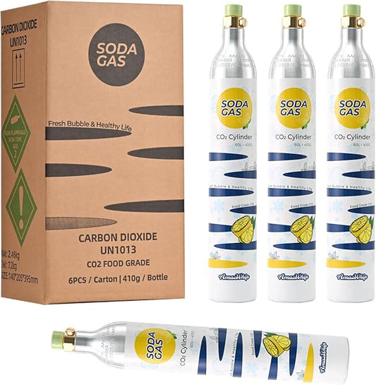60L Thread Exchange Carbonator Canister, 14.5 Oz SodaMaker CO2 Gas Cylinder, Fully Charged Carbon Dioxide Cylinder for Soda Water Machine (10 cylinders)