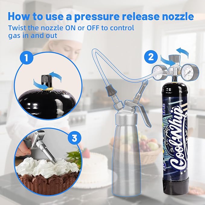 740G Whipped Cream Charger Tank (6 Pack), Cartridges for Desserts & Cocktails, Fits with Any Standard Dispensers, Leak Proof Steel