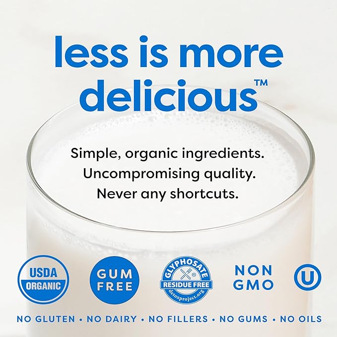 MALK Almond Milk Unsweetened (32oz, Pack of 6) - Shelf Stable Organic Almond Milk, Non GMO, Whole 30, Dairy Free, Vegan, Plant Based, No Gums or Fillers - Malk for Smoothies, Cereal, Coffee,Creamer