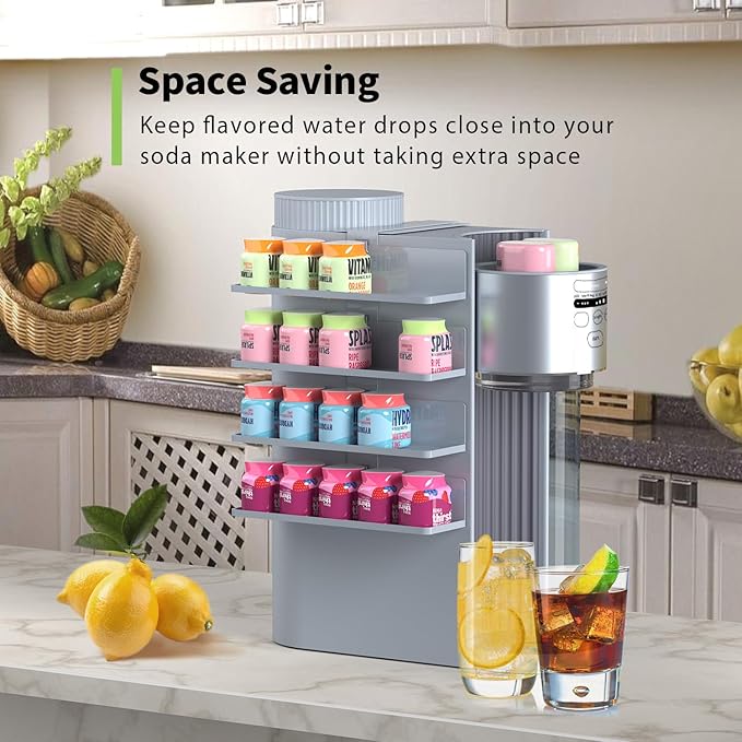 Flavor Storage Holder Compatible With Ninja Thirsti Max, Side-mounted 4-tier flavore water drops organiser, space-saving design, easy to access,Holds 20 Flavore Water Drops