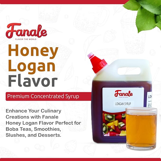 Fanale Premium Flavoring Concentrated Syrup for Bubble Tea 5.5 lb | Honey Logan Flavor Syrup | for Boba Tea, Smoothies, Slushes, Desserts | 5.5lb | pack of 10 | SRP190-CS