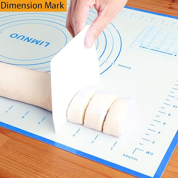 Silicone Baking Mat，Non Stick Rolling Dough with Measurements for Pie Pizza Cookies Fondant Making，Extra Thick Non Slip Silicone Pastry Mat
