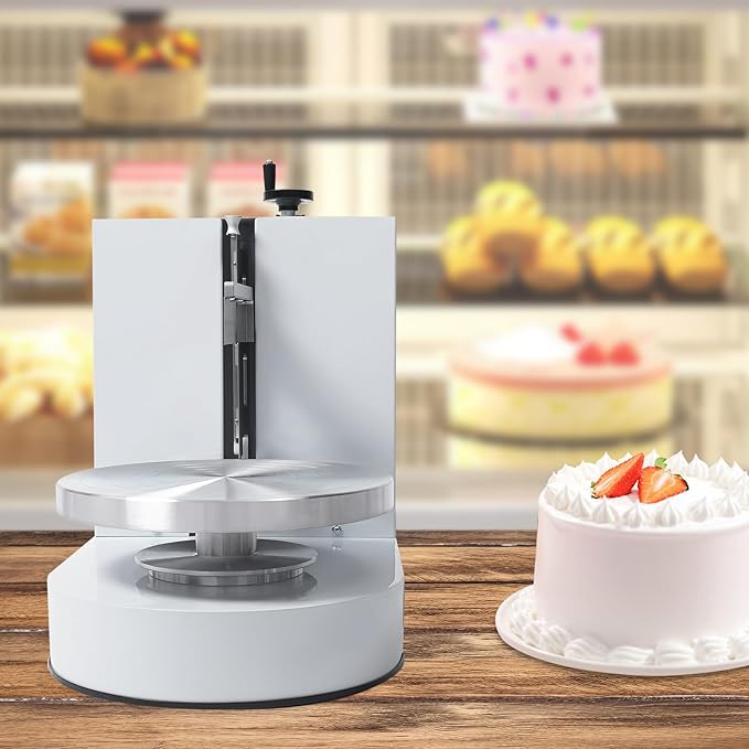 Cake Decorating Coating Machine Automatic Cake Cream Spreading Coating Filling Machine Birthday Cake Cream Smoother Bread Cream Spreading Machine Suitable for 4-12 In Round Cake (White)