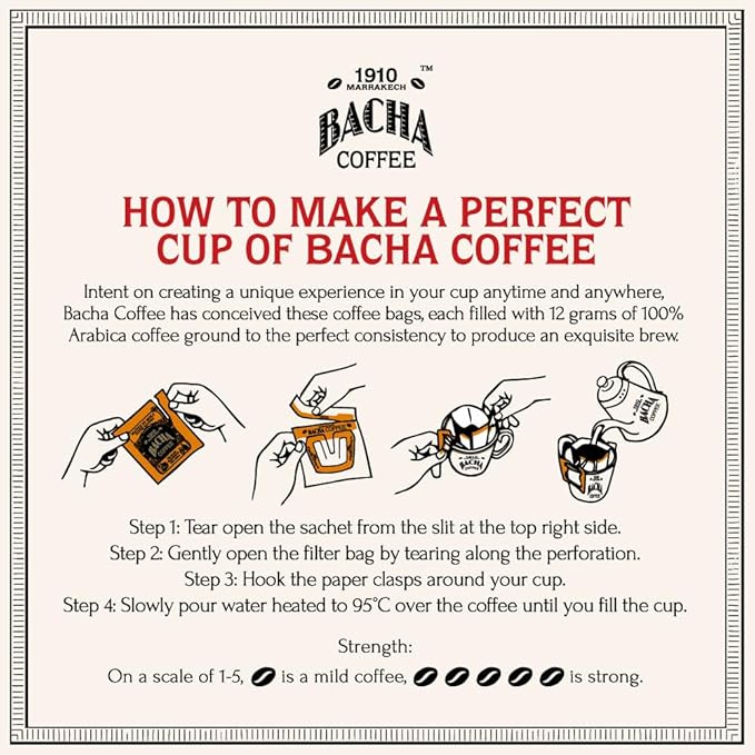 Bacha Coffee | Blue Danube Fine Flavoured, Medium Roast, 100% Arabica Specialty Coffee, 12 Coffee Drip Bags, Gift Box