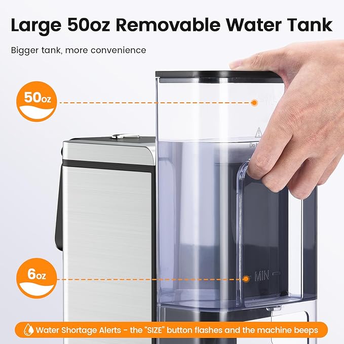 Single Serve Coffee Maker for K-Cup Pod and Grounds, Hot and Iced Coffee Maker with 5 Brew Sizes, 50oz Removable Reservoir, Fast Brewing One Cup Coffee Machine, Stainless Steel, Black