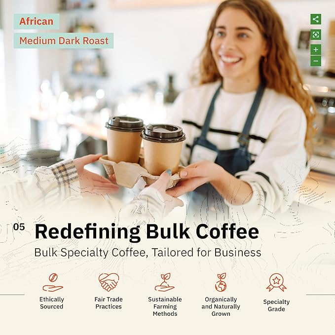 Horn of Africa Signature Reserve Espresso Blend - Medium Dark Roast Coffee Beans, Freshly Roasted To Order Whole Bean Coffee, Specialty Grade, Fair Trade and Non-GMO African Espresso Beans - 5LB