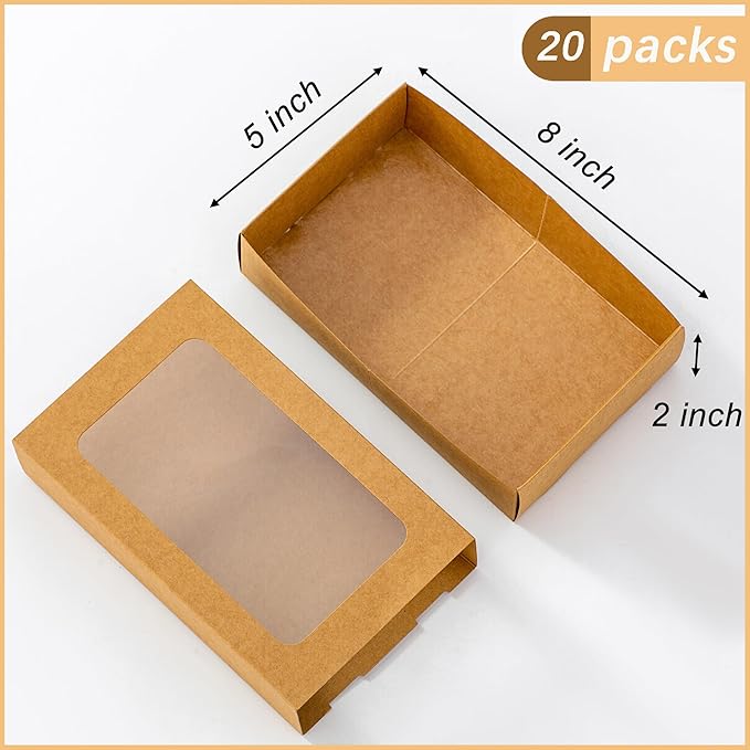 20PCS Macaron Boxes for 12,Chocolate Covered Strawberry Boxes with Window, Macaron Packaging Display for Strawberry Gift, Chocolate, Truffles,Desserts(Brown)