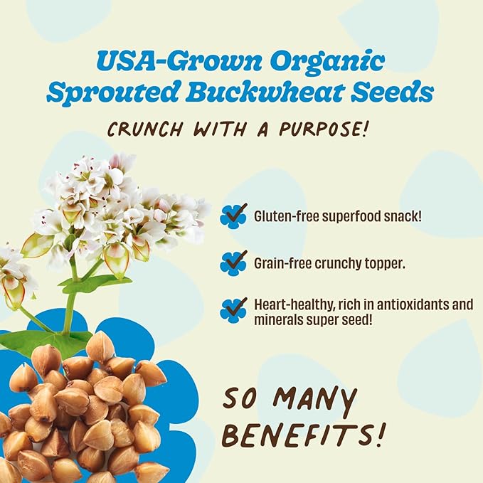 Lil Bucks Sprouted Regeneratively Grown Buckwheat Seeds– Paleo Cereal, Gluten-Free Granola, High in Protein, Low Sugar, Organic Superseed Crunch (ORIGINAL, 6 Pack)