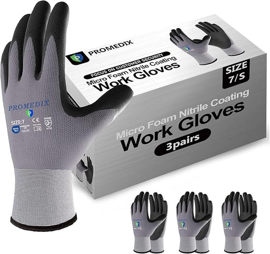 PROMEDIX P Nitrile Coated Work Gloves,MicroFoam Safety Work Gloves Men,Seamless Knit Nylon&spandex Gloves with Grip