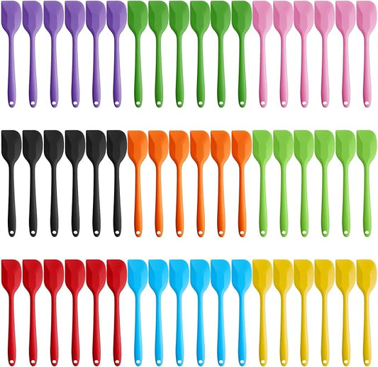 Hsei 54 Pieces Silicone Spatulas 8.1 Inch Rubber Spatula Heat Resistant Non Stick Flexible Cooking Scraper Baking Mixing Tool with Stainless Steel Inside for Kitchen Cookware Dishwasher Safe, 9 Colors