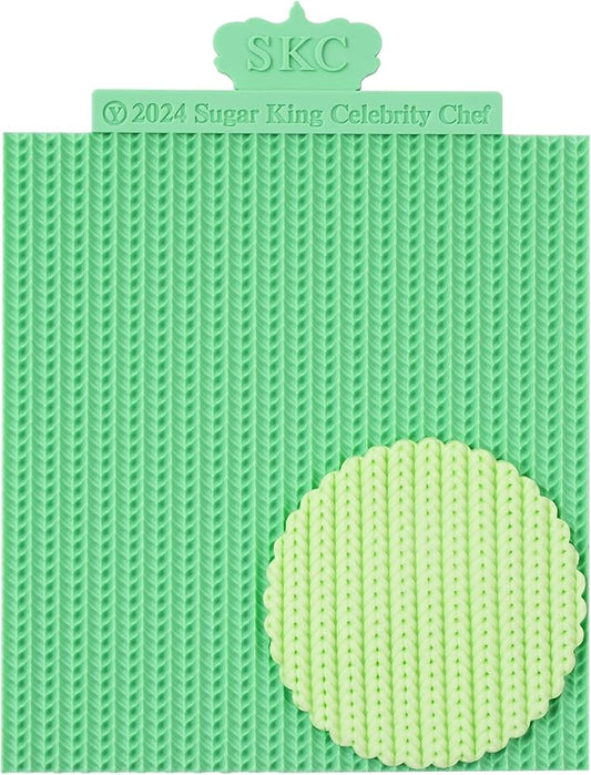 KALAIEN Sweater Texture Fondant Impression Mats Knit Fondant Embosser Texture Mats for Clay Cake Decorating Fondant Molds 1Pcs(Style 1)