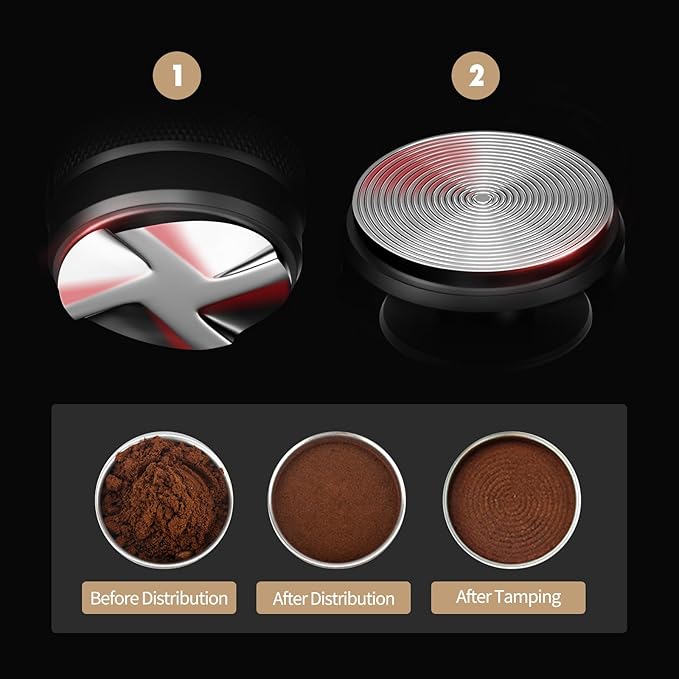 MHW-3BOMBER 58mm Espresso Distributor, Height Adjustable Espresso Distribution Tool, Coffee Distributor with Non-slip Pattern, 58.35mm Espresso Leveler for 58mm/58.3mm/58.5mm Portafilter,T5248L4-OS