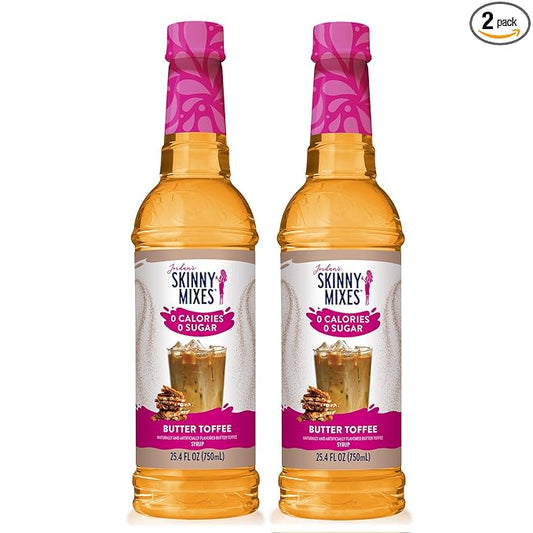 Jordan's Skinny Syrups Butter Toffee, Sugar Free Flavoring Syrup, 25.4 Fl Oz (Pack of 2)
