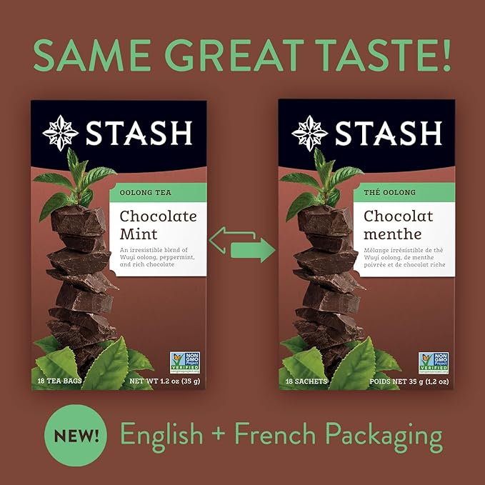 Stash Tea Chocolate Mint Wuyi Oolong Tea - Caffeinated, Non-GMO Project Verified Premium Tea with No Artificial Ingredients, 18 Count (Pack of 6) - 108 Bags Total