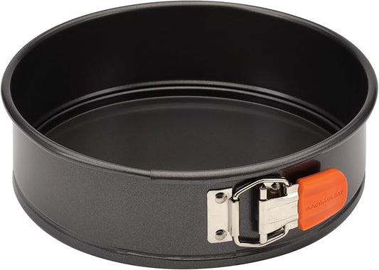 Rachael Ray Oven Lovin' Nonstick Bakeware Springform Baking Pan/ Springform Cake Pan / Cheesecake Pan With Grips, Round - 9 Inch, Gray