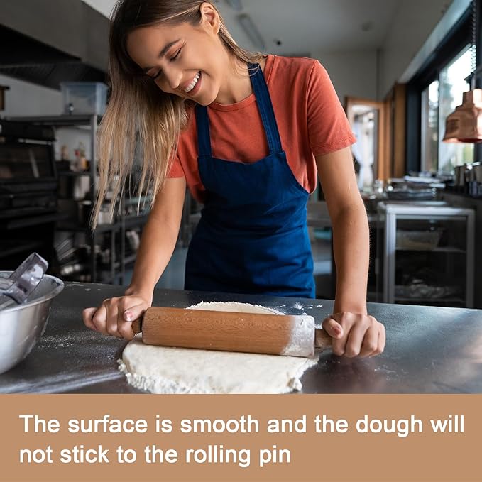 HARFINGTON Silicone Rolling Pin 10" Silicone Surface Smooth Non-Stick Stainless Steel Inner Core Dough Roller Kitchen Roller for Baking Pastry Pizza Fondant Bread, Pink