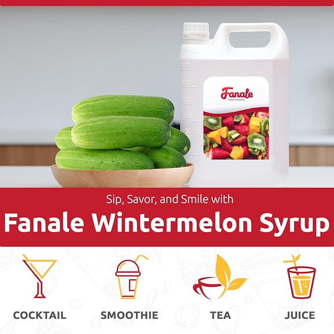 Fanale Premium Flavoring Concentrated Syrup for Bubble Tea 11 lb | Winter Melon Flavor Syrup | for Boba Tea, Smoothies, Slushes, Desserts | 11lb | Pack of 4 | SRP250-CS