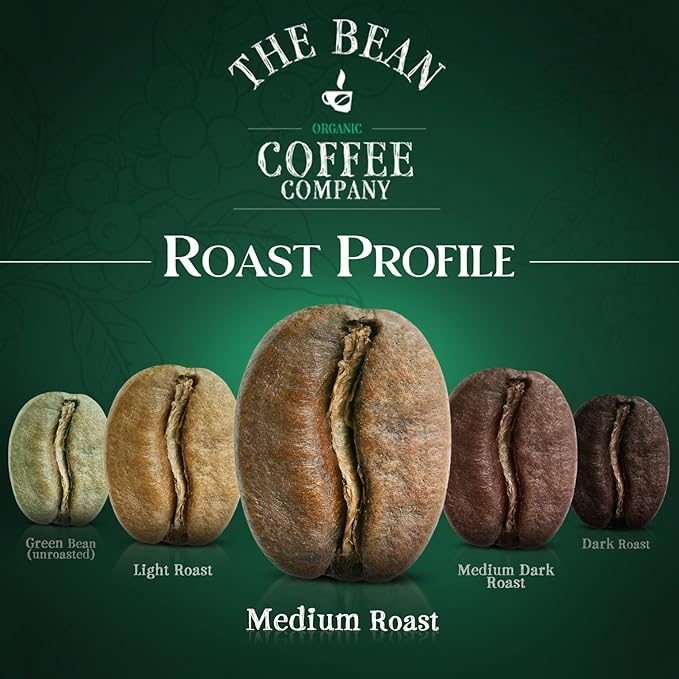 The Bean Organic Coffee Company Peppermint Mocha, Medium Roast, Ground Coffee, 16-Ounce Bag,Café molido tostado organico