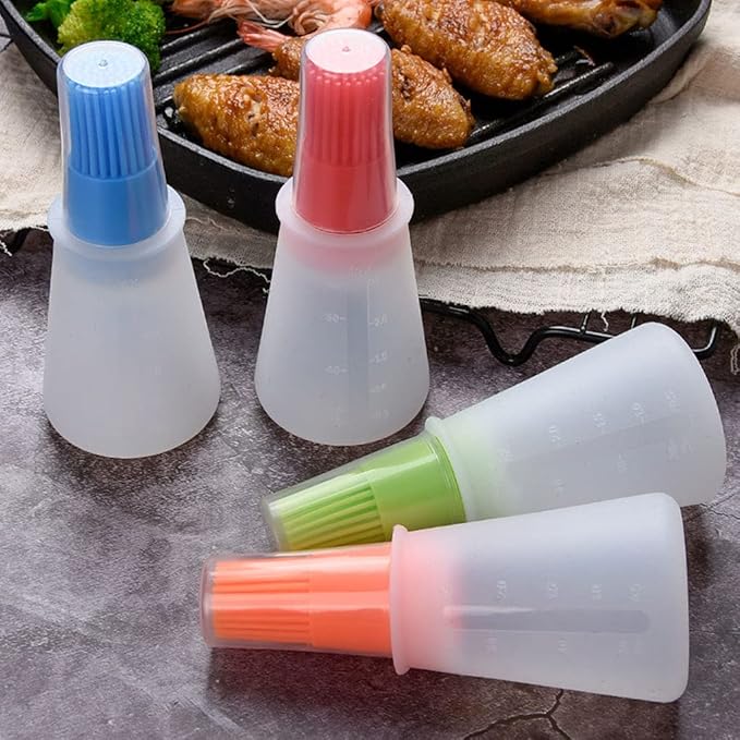 Silicone Oil bottle brush，BBQ/Pastry Basting Brushes,Silicone Cooking Grill Barbecue Baking Pastry Oil/Honey/Sauce Bottle Brush (4 PCS,green)