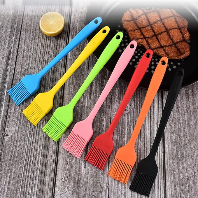 Silicone brush, Oil Brush for BBQ Kitchen Cooking Baking and Grilling (4 PCS,Rose red)