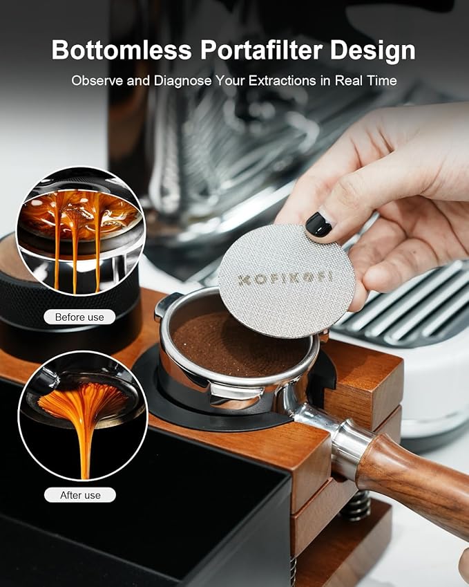 Bottomless Portafilter 58mm Fit Breville, 2 Ears Slim Naked Portafilter Fits Breville Espresso Machines BES900XL, BES920XL, BES980XL, BES990BSS with 18g Double Shot Filter Basket, Puck Screen-Rosewood