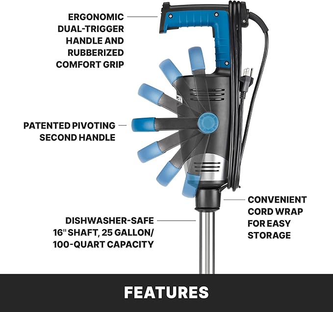 Waring EVOX 16" Big Stik Immersion Blender, 1.5 HP Variable Speed, 25-Gallon Capacity, for Sauces, Dressings, Marinades & Soups, WSB600X