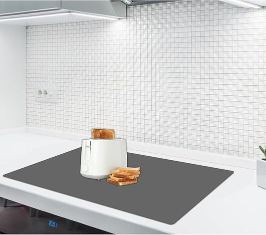 2MM Thick Silicone Countertop Mat, 23.6"x 23.6" Silicone Mats for Kitchen Counter, Nonslip Heat Resistant Mat, Large Kitchen Counter Mats, Waterproof Countertop Protector, Dark Gray