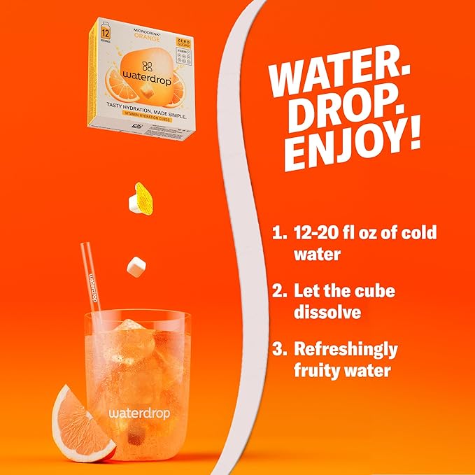 Waterdrop Hydration Cubes with Vitamin C, B3, B5 & Electrolytes, Orange, Lemon & Grapefruit Flavor Variety Pack, Flavored Water Enhancer Cubes for Still & Sparkling Water, Sugar Free, Vegan, 36 Count