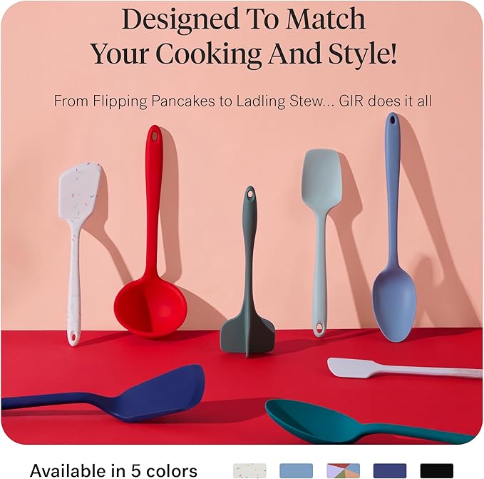 GIR: Get It Right Spatula Set for Cooking - 5-Piece Mediterranean Color - Heat Resistant to 425°F & No-Scratch on Nonstick Cookware - Dishwasher-Friendly Cooking Utensils & Silicone Spatulas