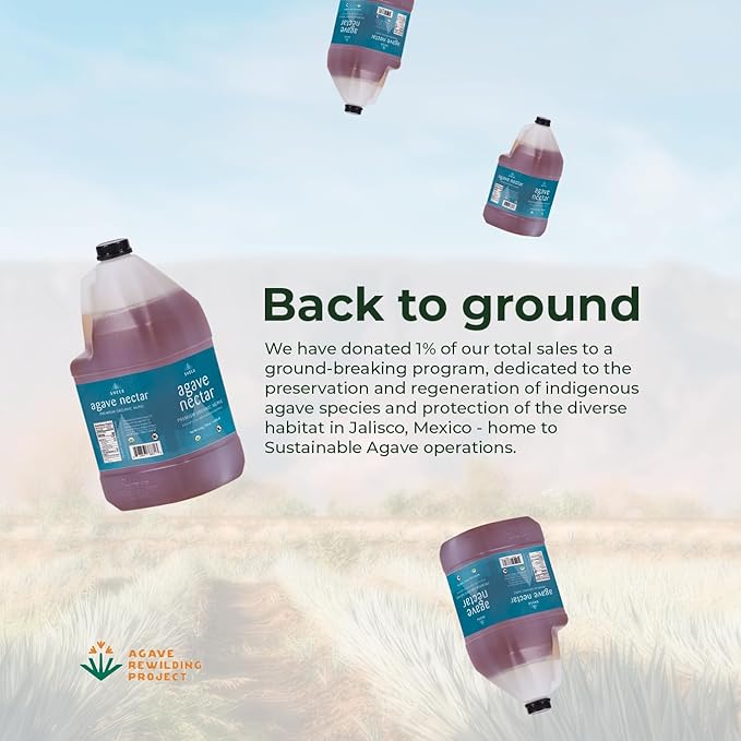 Sustainable Agave Co - Sheer - Agave Nectar - 1 Gallon Bottle (5kg) - Raw Sweetener, Sugar-Alternative, Vegan, Non-GMO, Kosher, Gluten-Free Syrup - Bartender's Best Friend