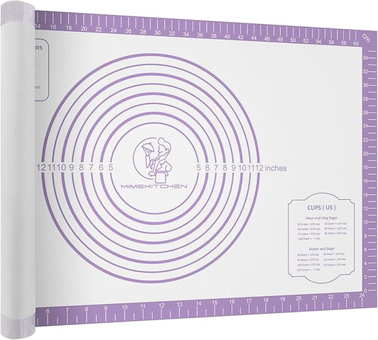 Non Stick Pastry Mat,Extra Large Silicone Baking Mat with Measurement, Food Grade Dough Rolling Mat for Making Cookies Macarons Bread Pie Crust, Easy to Clean& Multi-Purpose