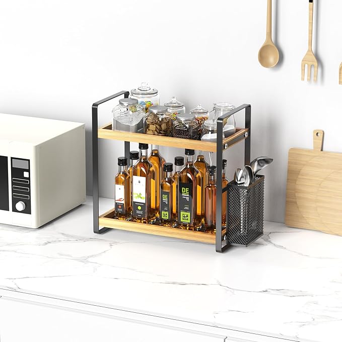 LEMIKKLE Coffee Bar Accessories and Coffee Mug Cup Holder, kitchen organizers and storage,Spice Rack Organizer for Countertop,Kitchen(basket)