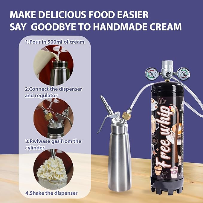 Whipped Cream Charger,Food-Grade for Whipped Cream charger Dispenser,1364g 2.2L Tanks Whip Cream Charger 2-Pack